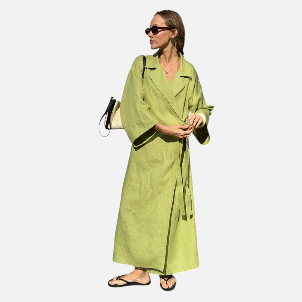 Robe Maxi en Coton-Lin Style Kimono