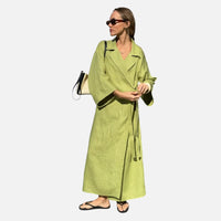 Robe Maxi en Coton-Lin Style Kimono
