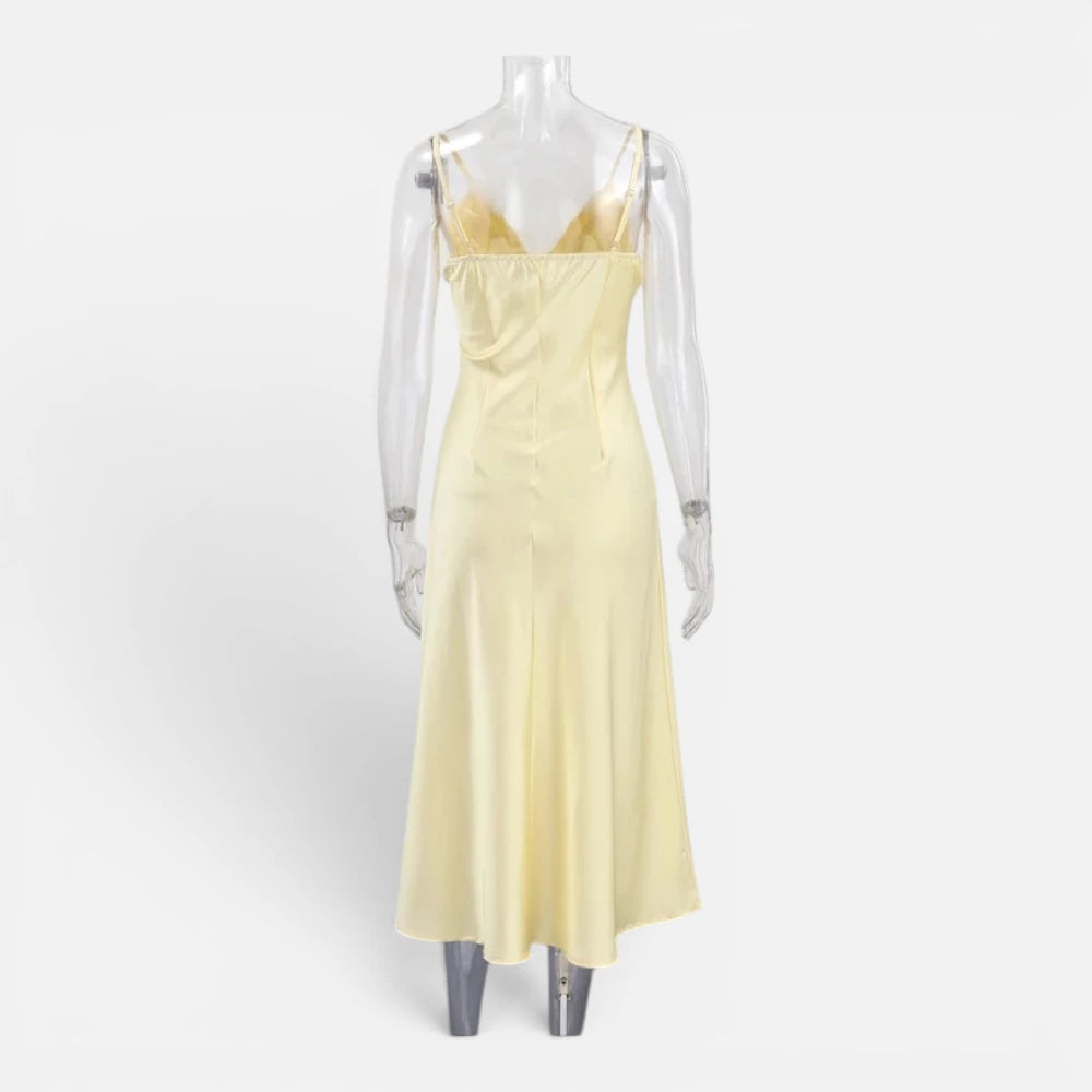 Robe En Satin Jaune