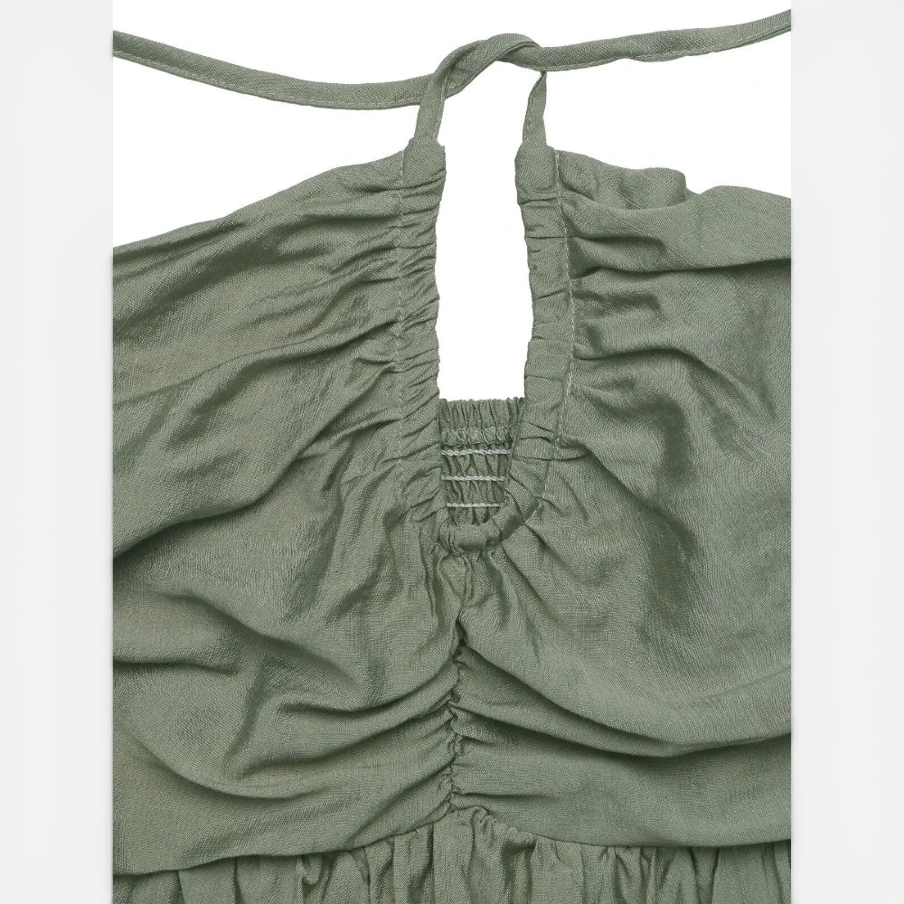 Robe Courte à Col Halter et Volants d'Été