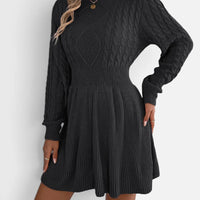 Robe Pull Courte Patineuse en Tricot Torsadé