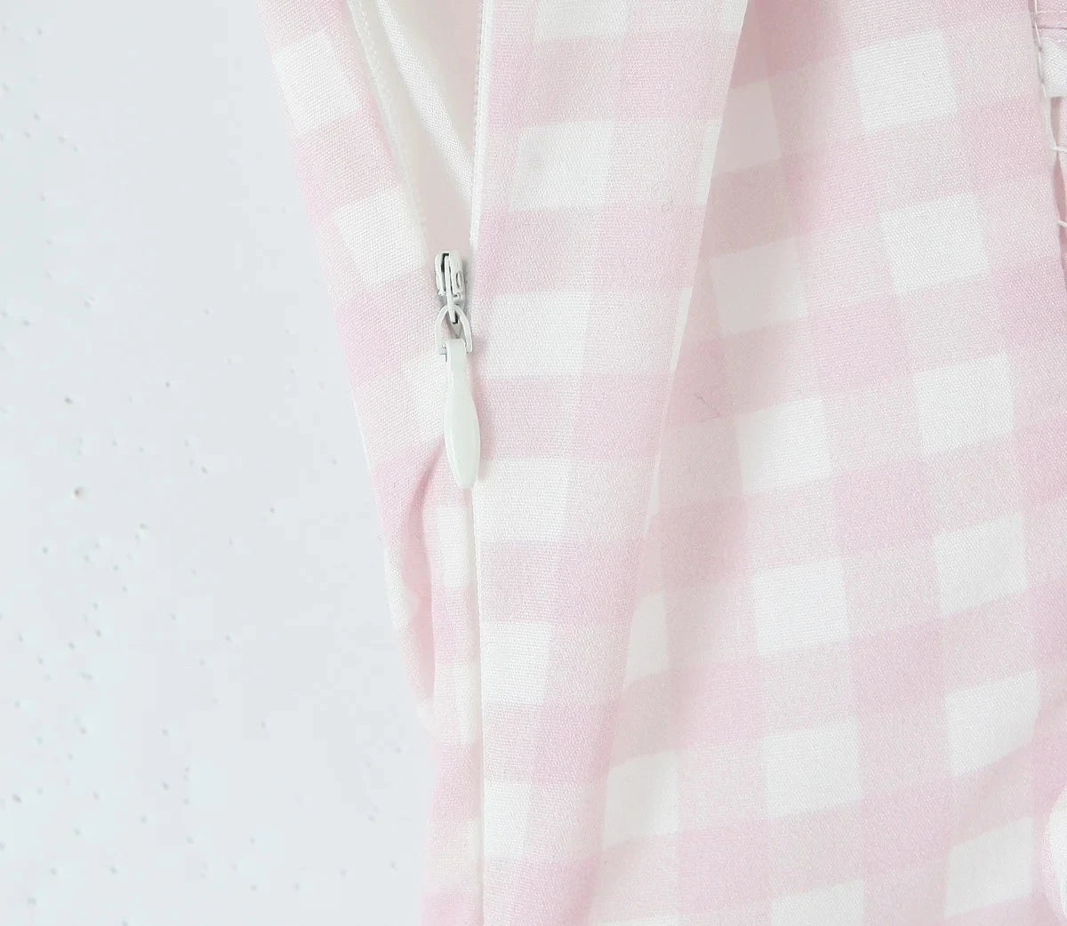 Robe Midi Évasée à Motif Vichy Rose et Blanc