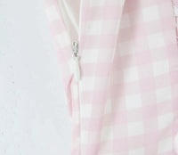 Robe Midi Évasée à Motif Vichy Rose et Blanc