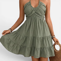 Robe Courte à Col Halter et Volants d'Été