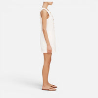 Robe Courte En  Lin Boutonnée à Col Carré