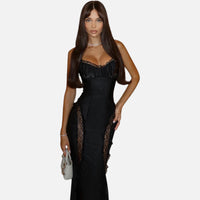 Robe de Soirée Fourreau à Fines Bretelles et Dos Ajusté