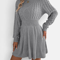 Robe Pull Courte Patineuse en Tricot Torsadé