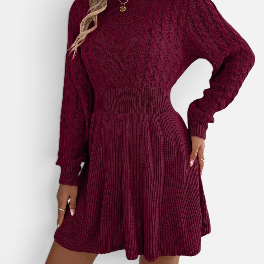 Robe Pull Courte Patineuse en Tricot Torsadé