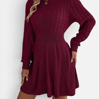 Robe Pull Courte Patineuse en Tricot Torsadé