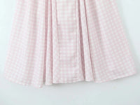 Robe Midi Évasée à Motif Vichy Rose et Blanc