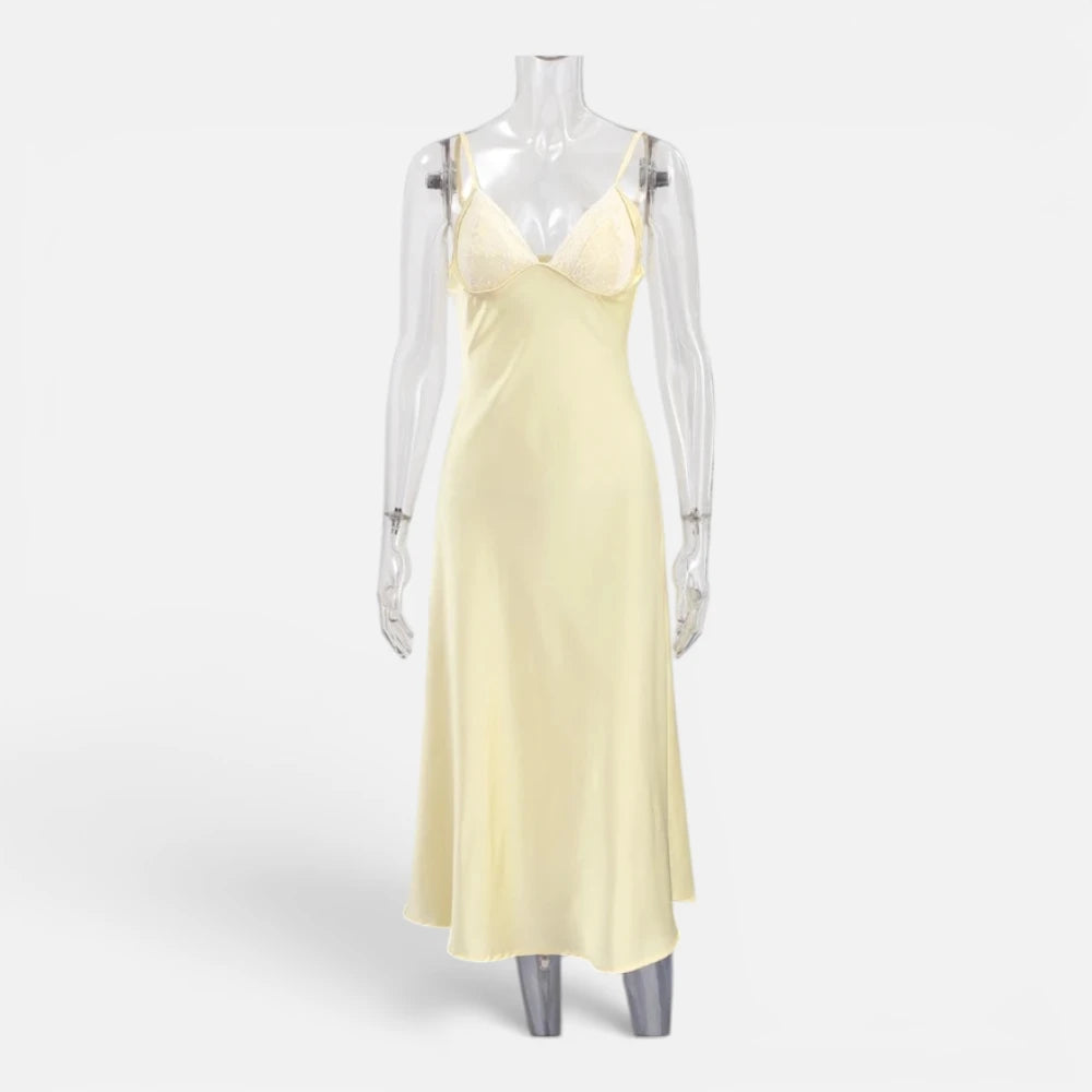 Robe En Satin Jaune